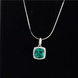 2.1 Carat Emerald Sterling Silver Necklace